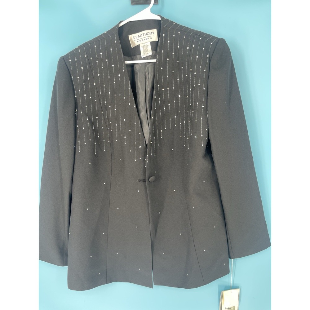 ST ANTHONY EVENING Size 14 Black Embroidered & Beaded Jacket